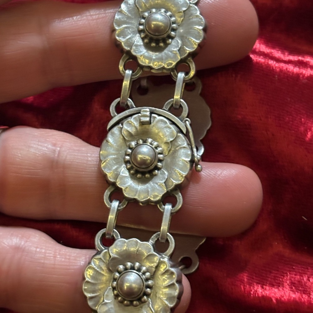 Rare Georg Jensen Sterling Silver “Blossom” Bracelet 1940’s. Trade 4 rose gold! - Picture 4 of 16